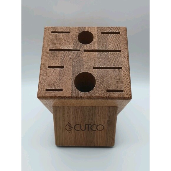 Cutco 10 Slot Knife Block 8 Slots For Knives 2 Holes Oak USA Made Wood Natural